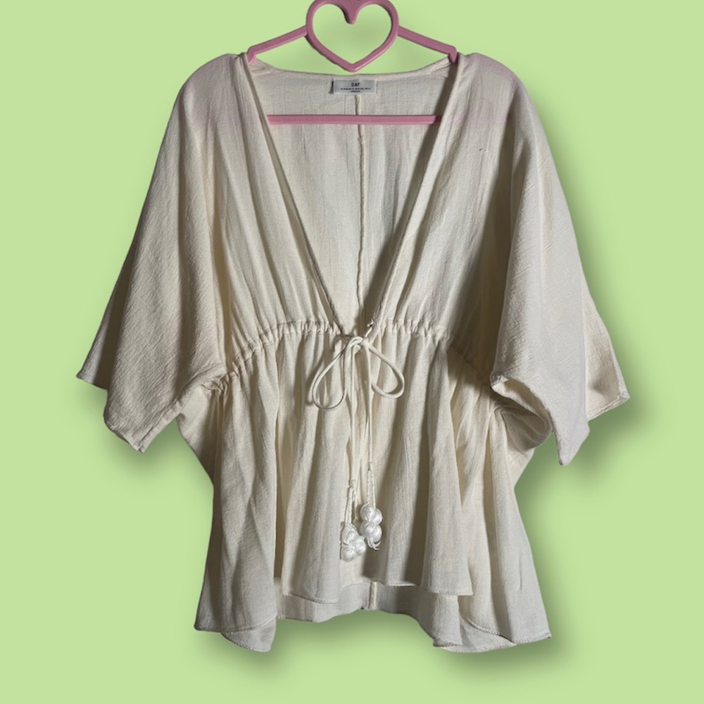 Day Birger et Mikkelsen White Drawstring Cotton Blouse
